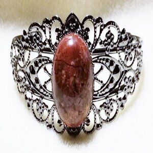 Brecciated Jasper Filigree Cuff Bracelet